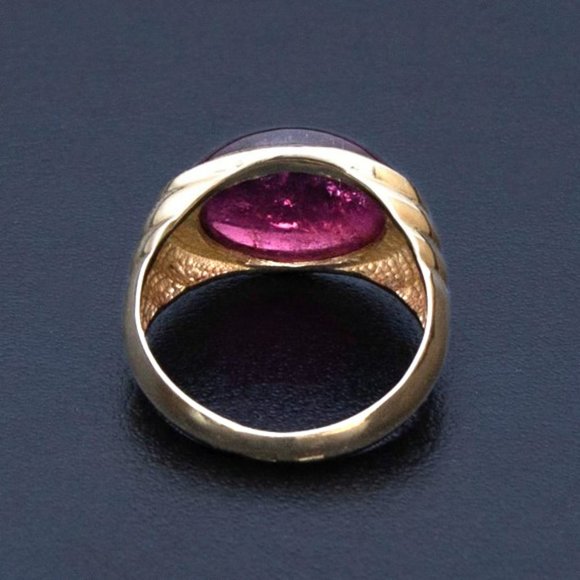 14K Gold Natural Tourmaline Ring, Vintage Custom Made Jewelry, Size 7.25 - Picture 7 of 8